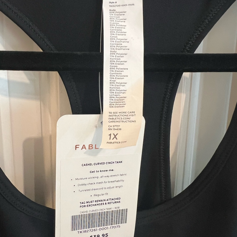 Fabletics Cashel Curved Cinch Tank. Size 1x New W… - image 2